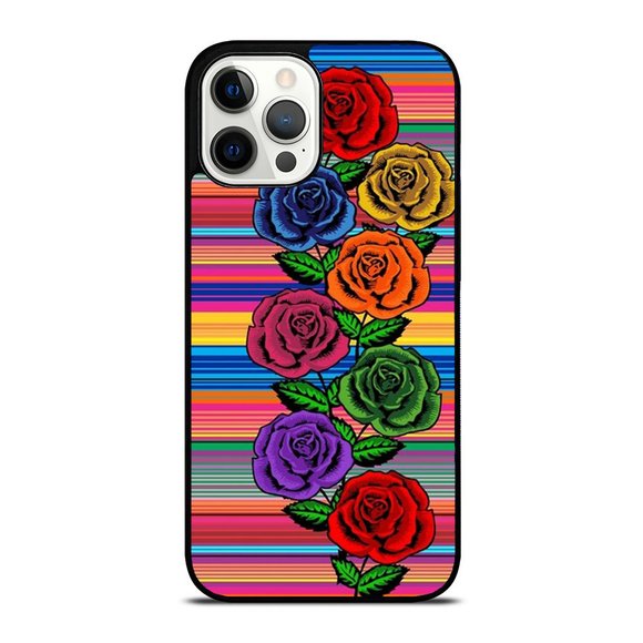 Mexican Serape Fiesta multicolor Roses Floral Pattern Gift iPhone Case - Picture 1 of 1